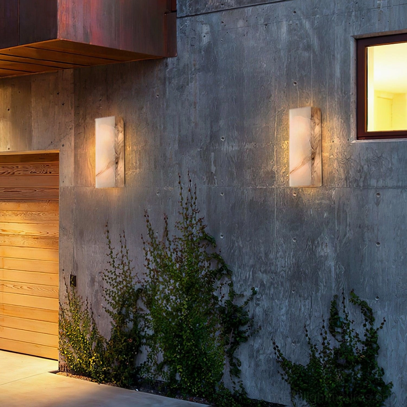 Modern alabaster wall sconce feature wall focal point minimalist living space design statement