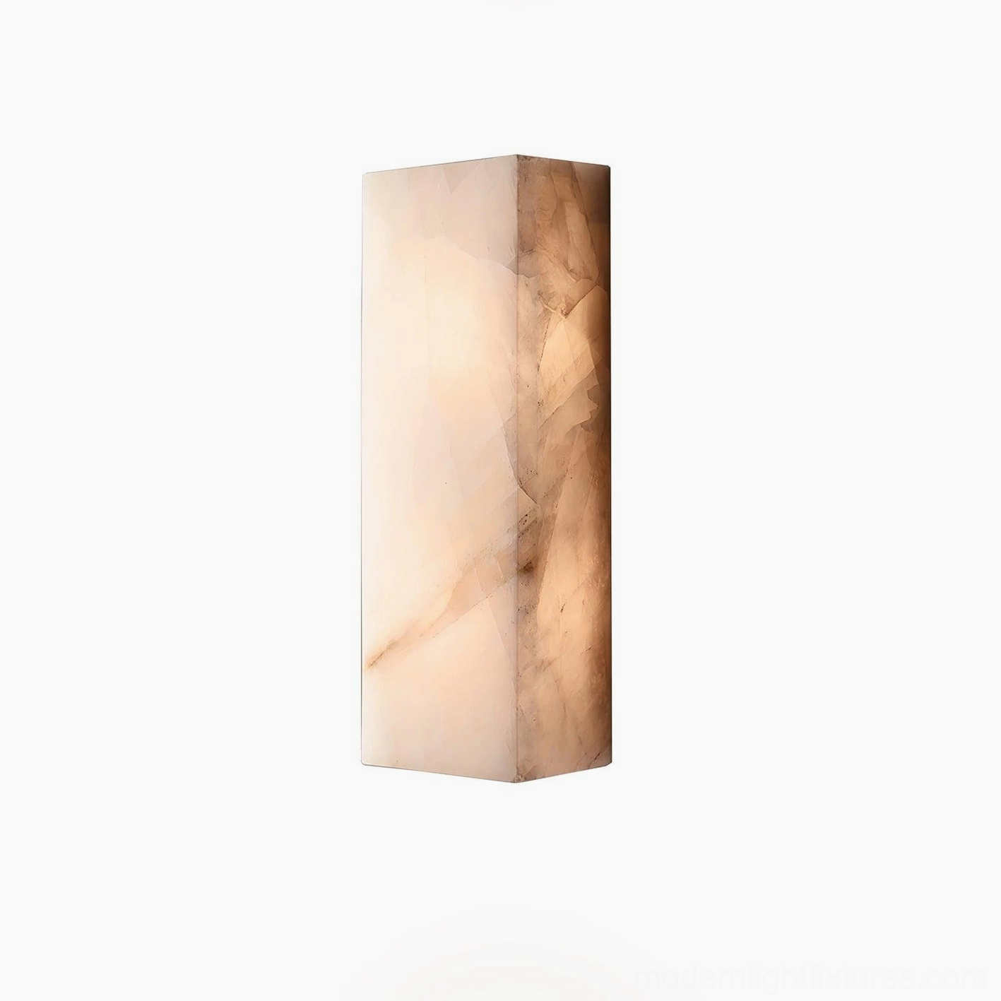 Rectangular alabaster wall sconce refined taste cultural appreciation sustainable quality materials