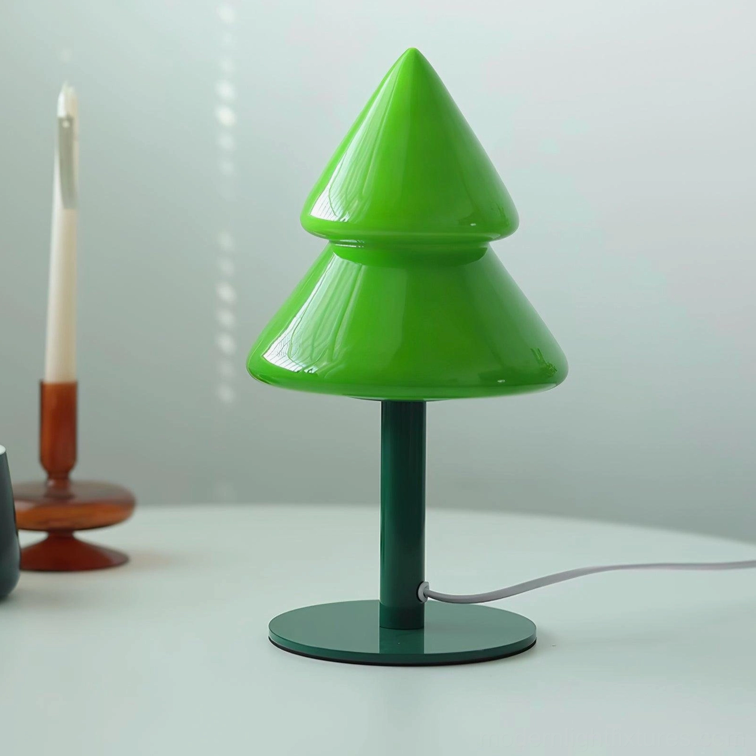 Comparison view showing all color variations of modern Christmas tree table lamp
