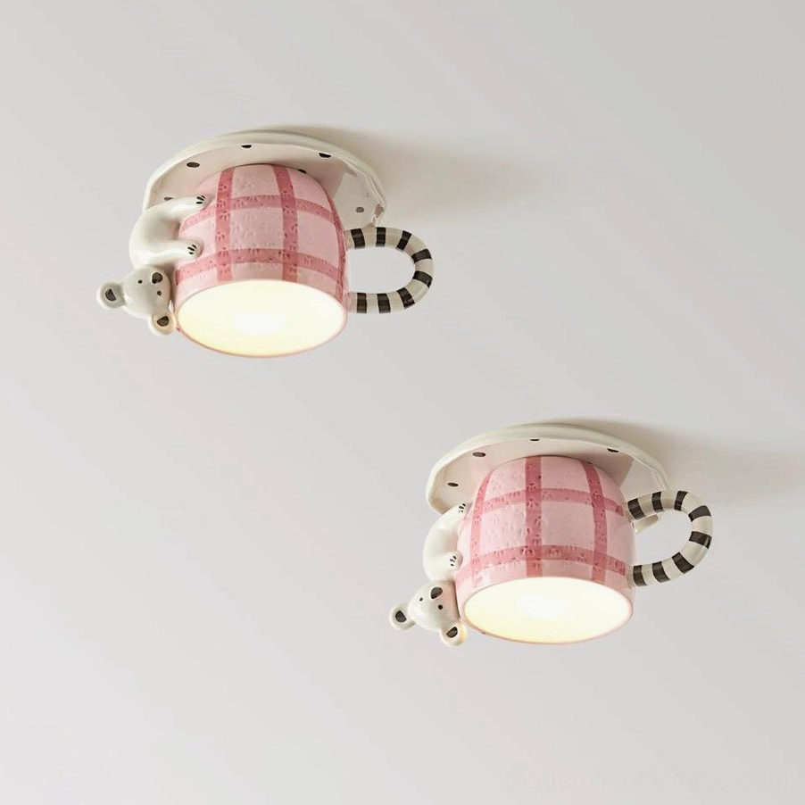 Ceramic mug light fixture all three design models comparison display