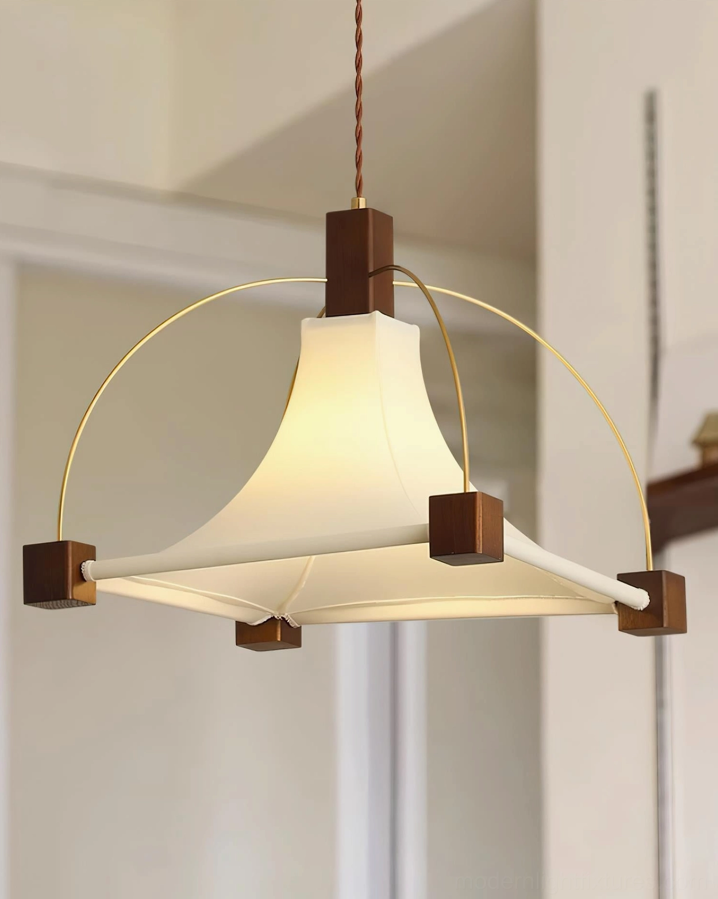Allegra pendant lamp side profile showing proportions - 50cm diameter 30cm height