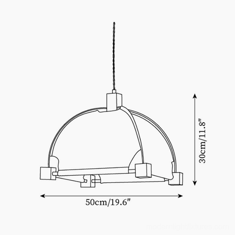 Technical side view drawing of Allegra pendant light - 50cm diameter 30cm height specifications