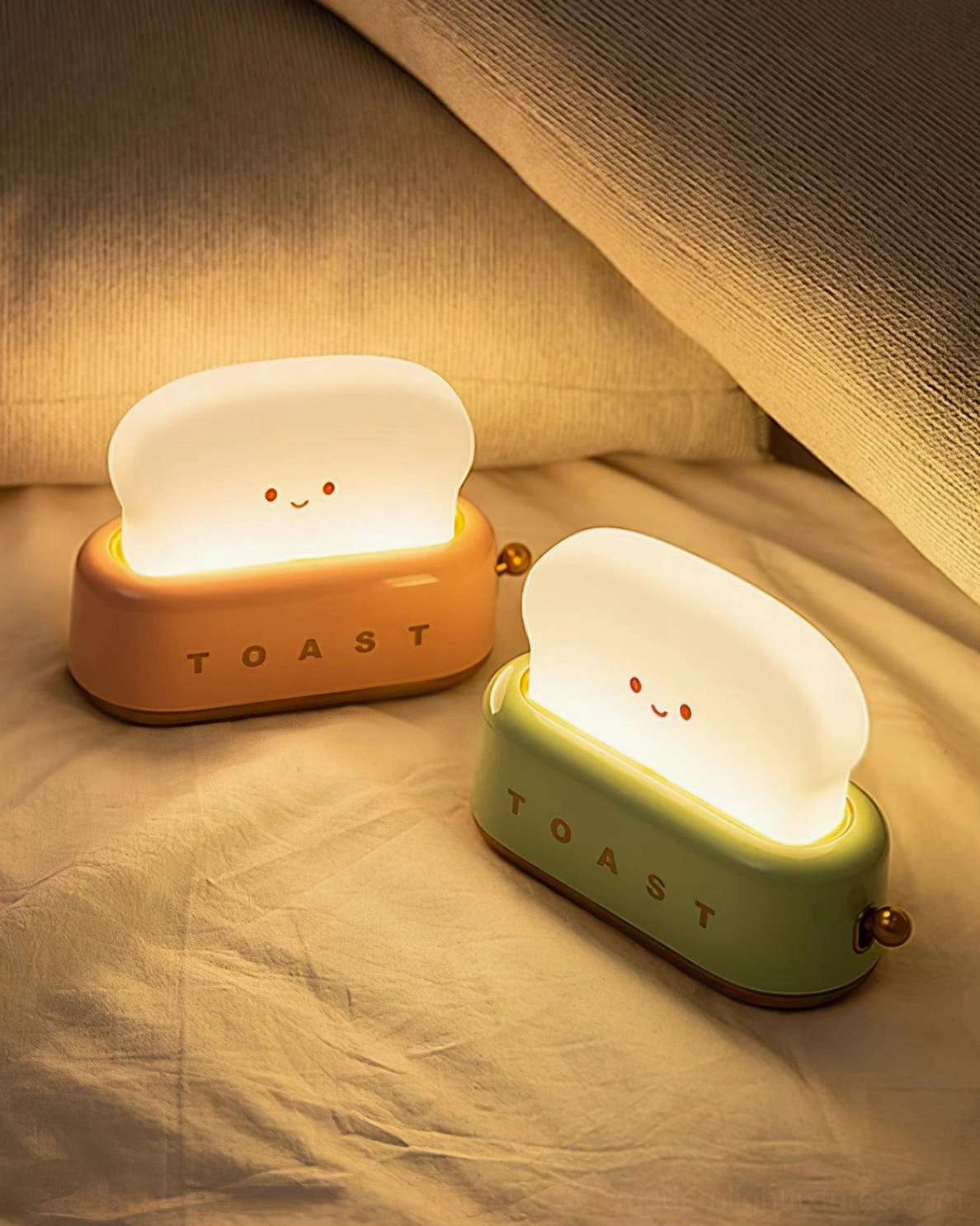 Almond yellow toaster table lamp adding warmth to neutral minimalist home interior design