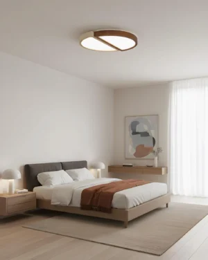Modern bedroom ceiling light with Alpine Duo warm lighting in contemporary master bedroom interior