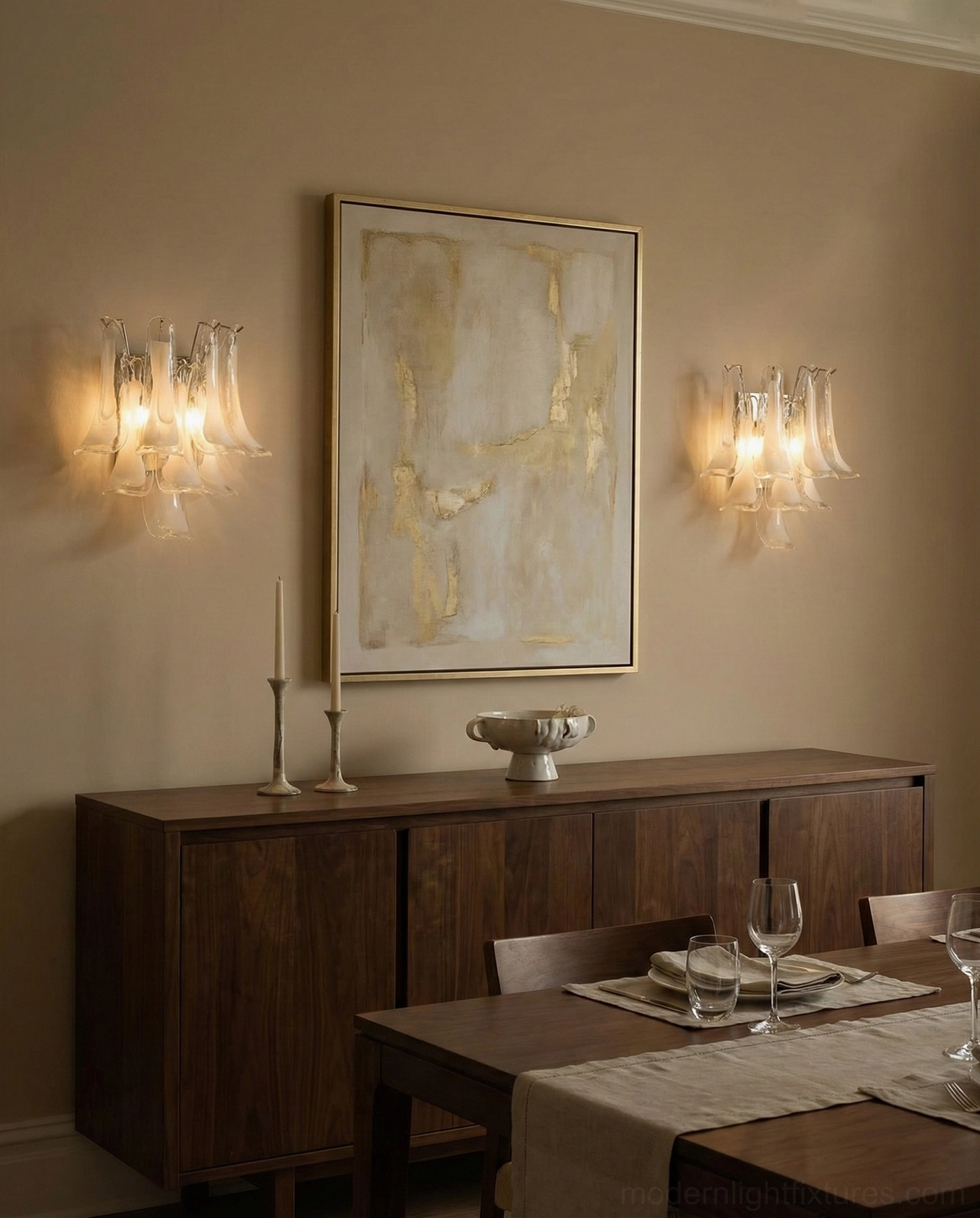 Alrinis glass wall lamps pair dining room wall mounted clear glass brass finish interior design