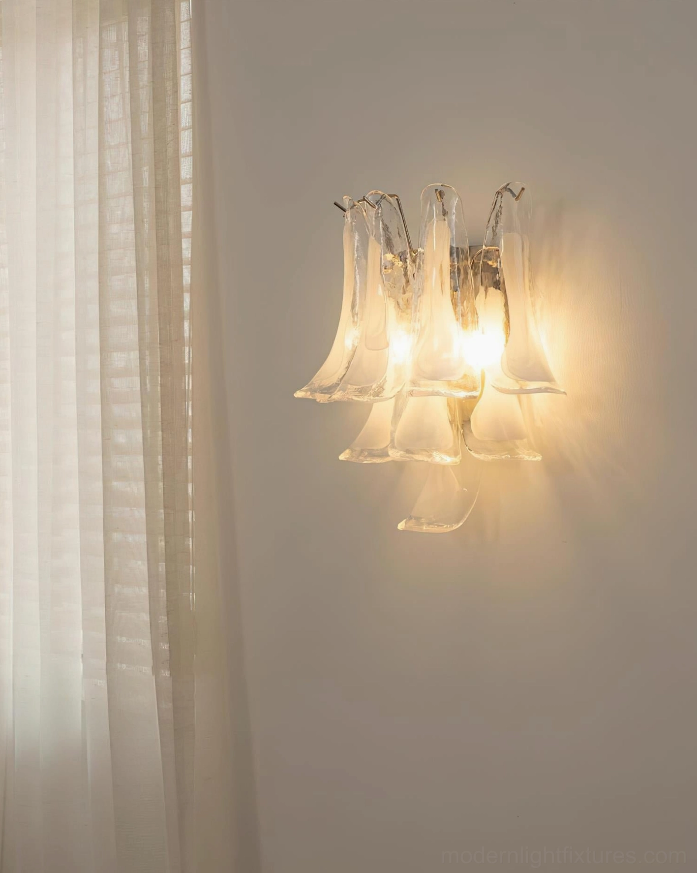 Alrinis glass wall sconce installation detail metal body E14 socket hardwired connection