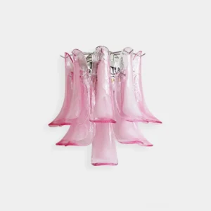 Alrinis sculptural pink glass wall sconce front view product shot modern petal lamp design