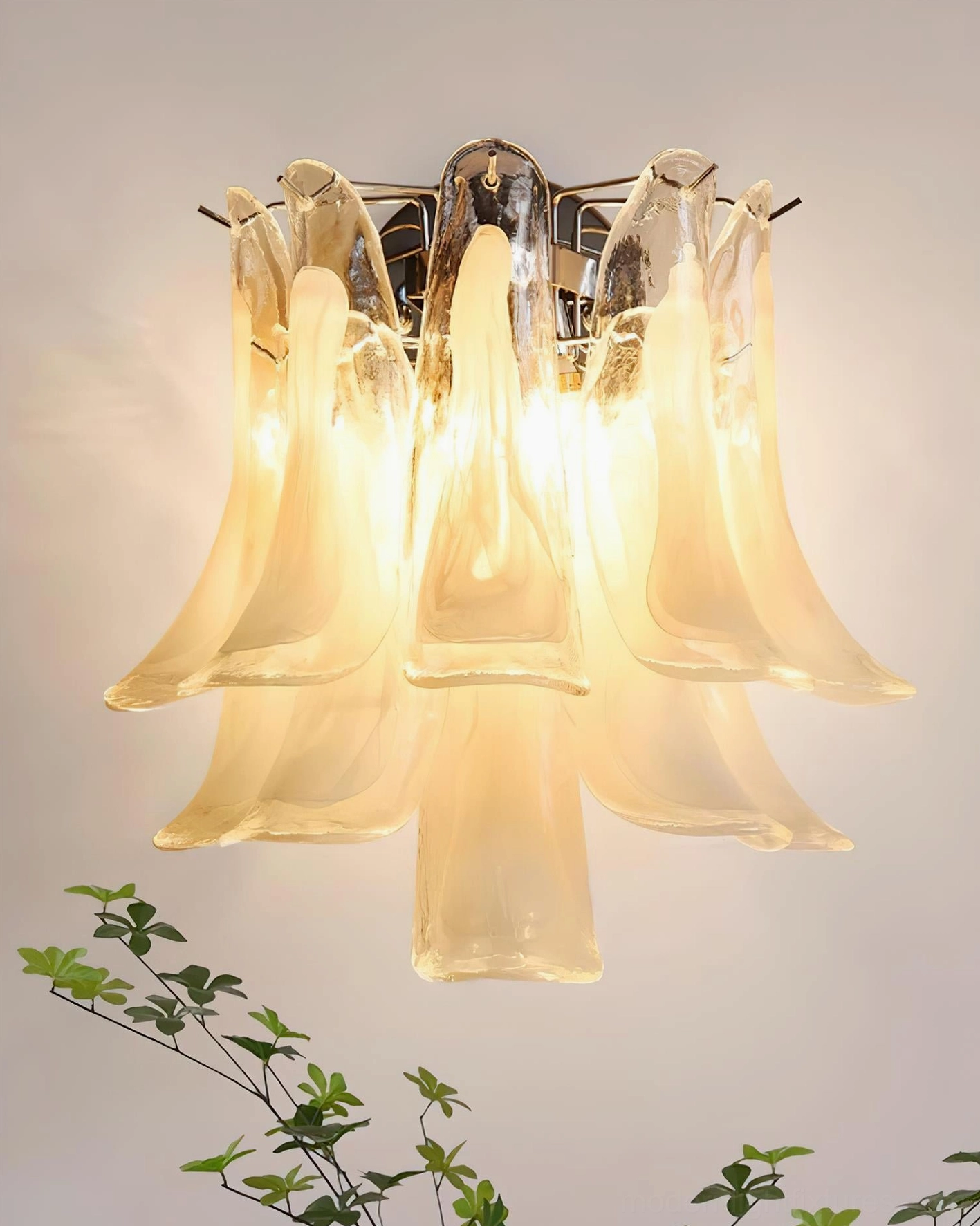 Pink gradient glass wall lamp Alrinis side profile romantic floral aesthetic modern fixture