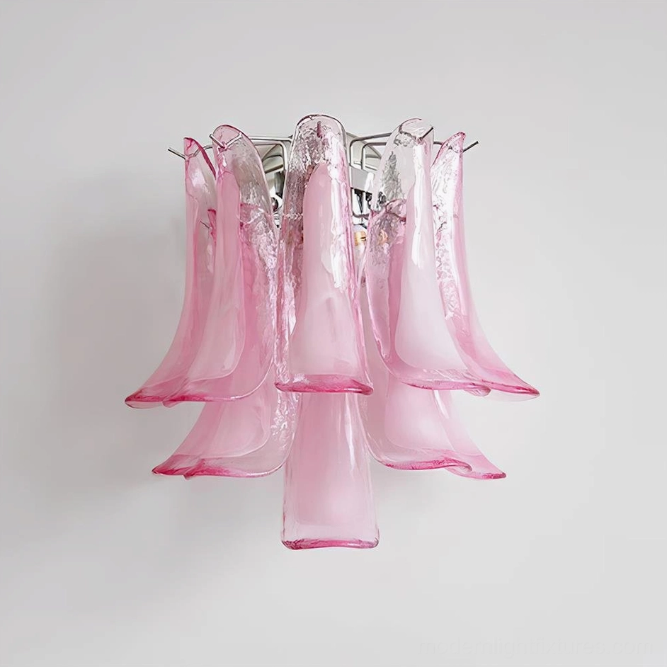 Alrinis wall sconce pink glass color option decorative petal design ambient wall lighting