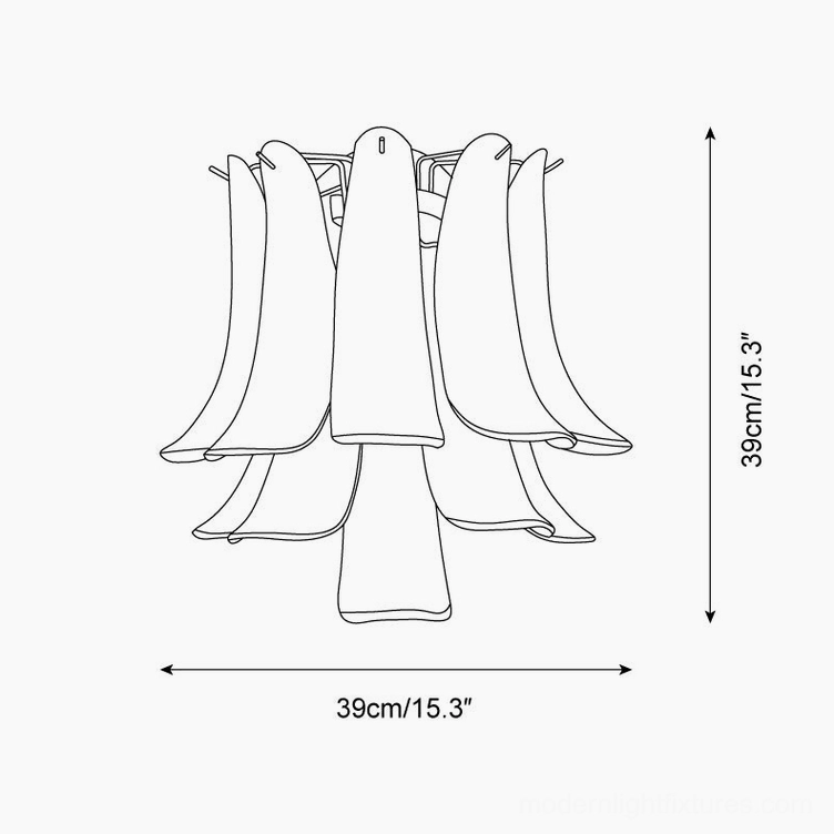 Alrinis wall sconce technical line drawing orthographic dimensions 39cm 15.3 inches