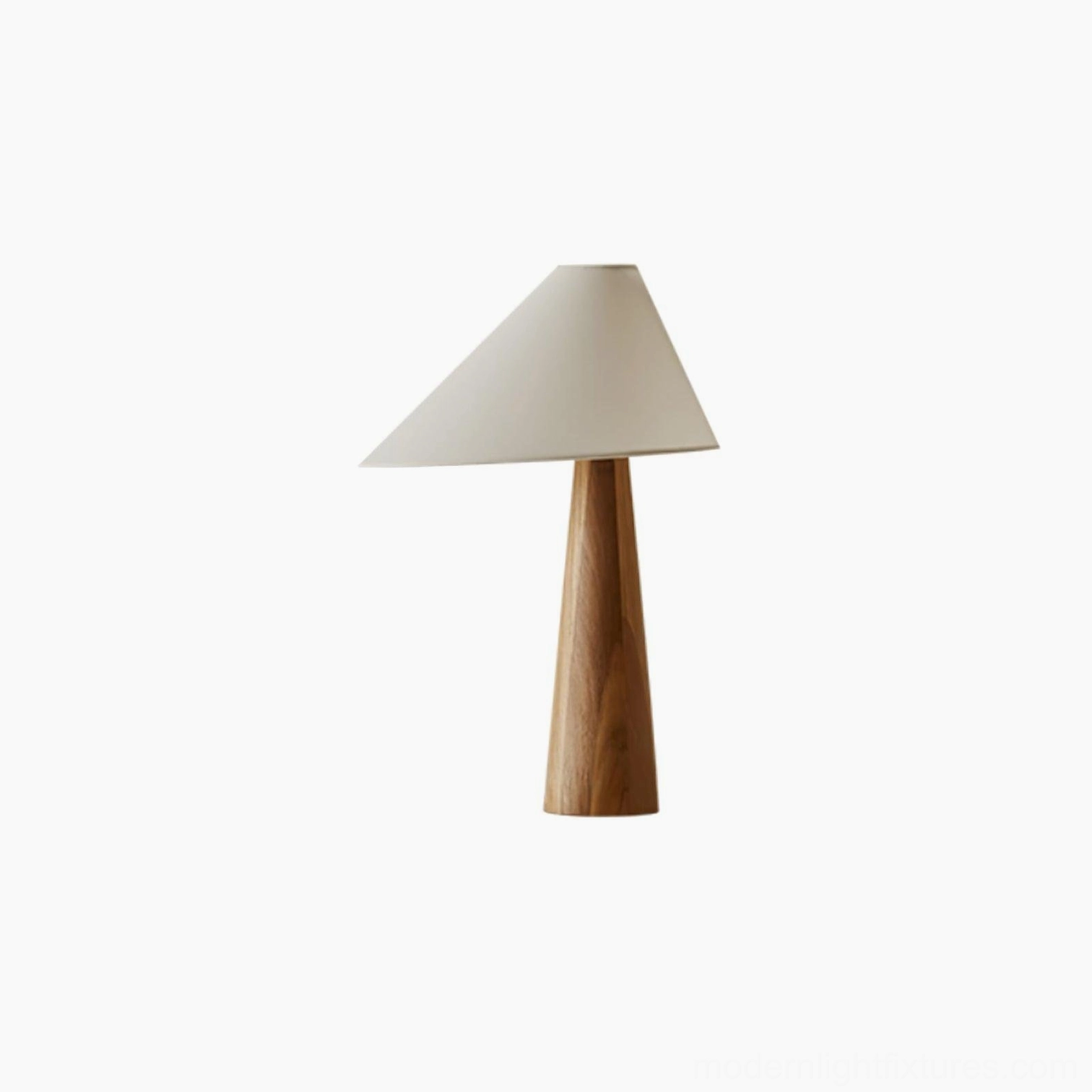 Alvin table lamp front flat view with off-white linen shade against white studio background