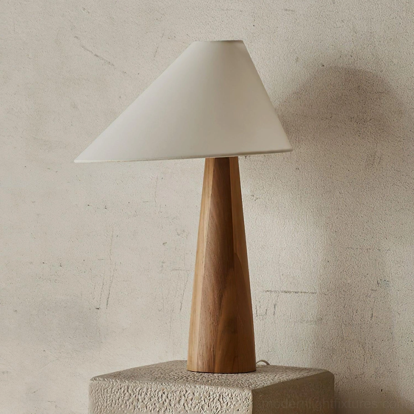 Alvin modern minimalist table lamp showcasing organic wooden craftsmanship and soft fabric lampshade