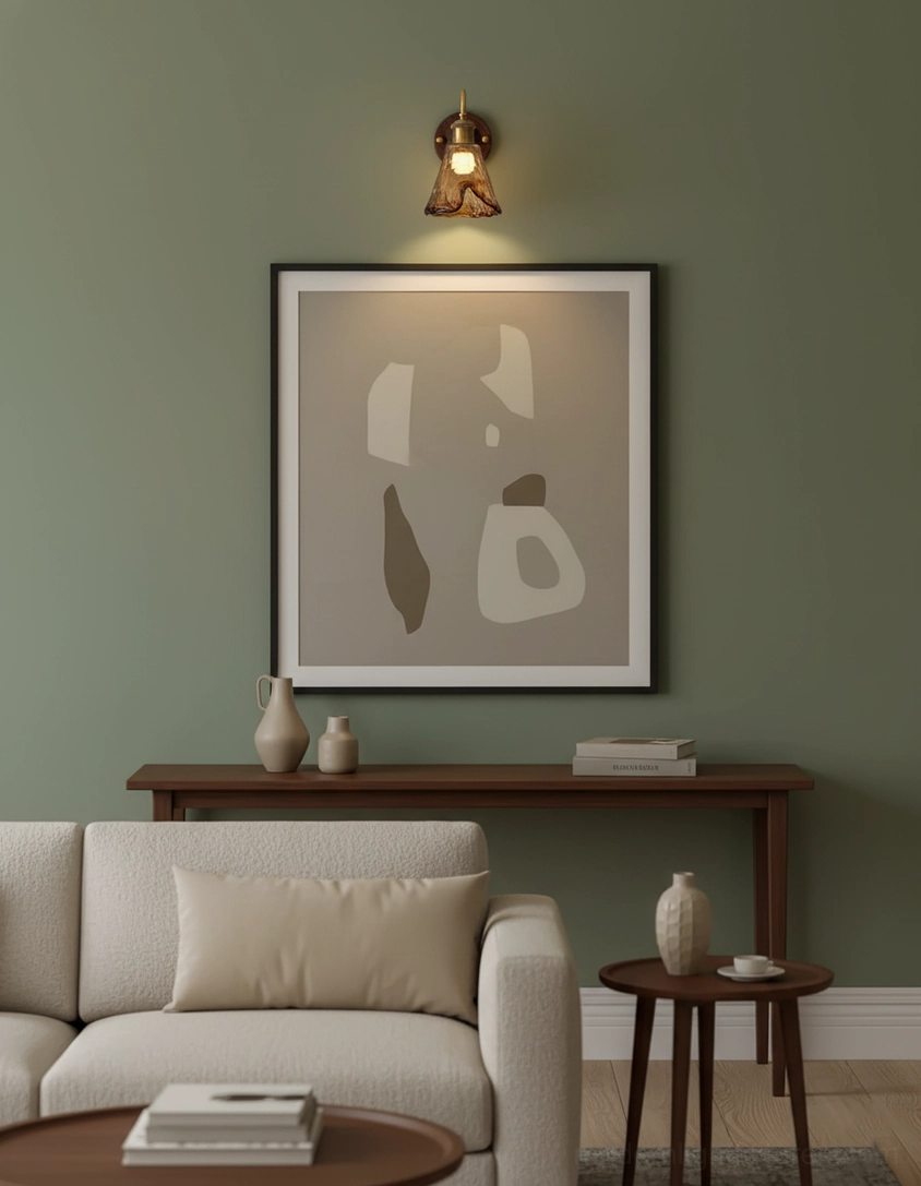 Nalia amber wall sconce artistic overhead perspective view highlighting organic glass ripple patterns