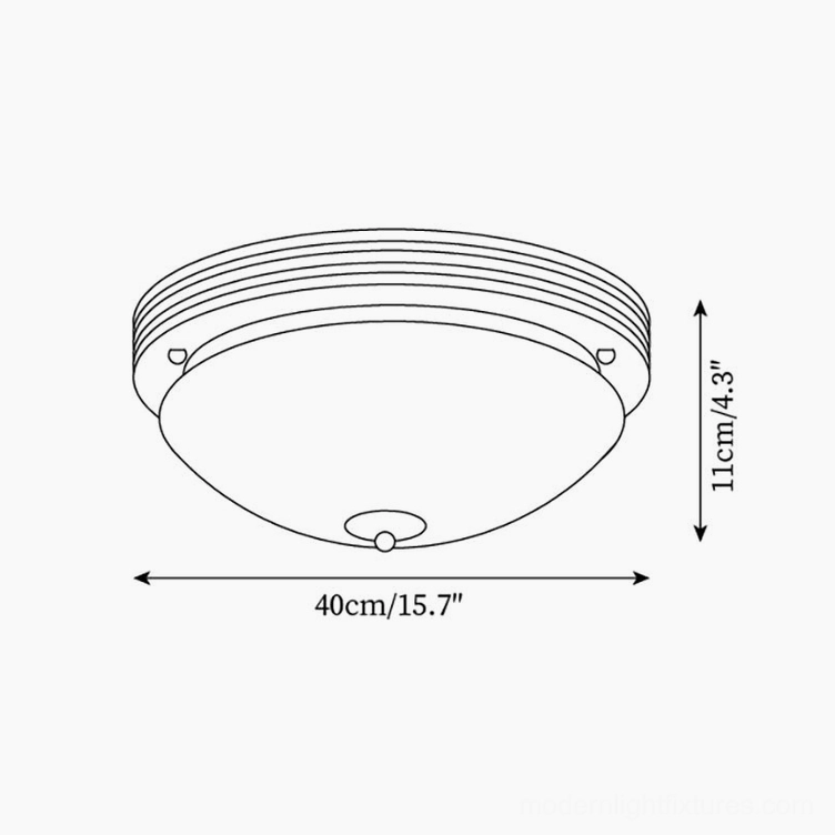 Amelia ceiling light technical specifications diagram showing 40cm diameter and 11cm height dimensions orthographic view