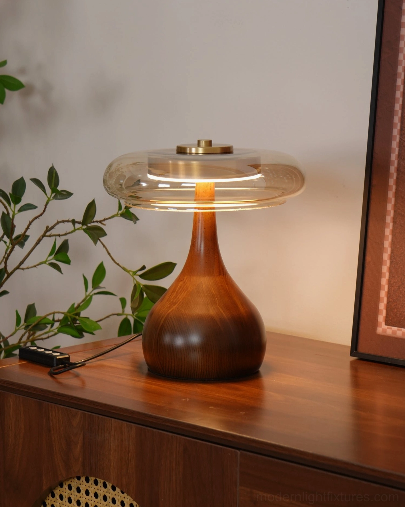 Andi modern glass lamp Brass color golden hue unified design
