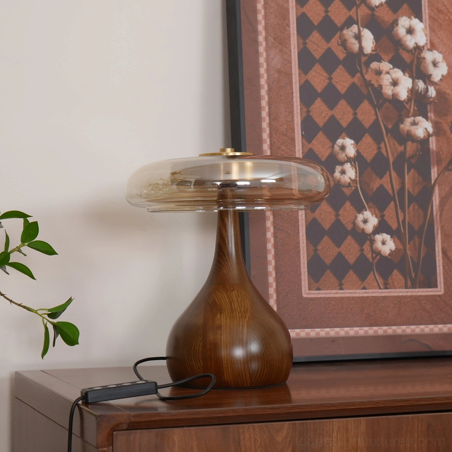 Andi modern glass table lamp console table behind sofa layered lighting