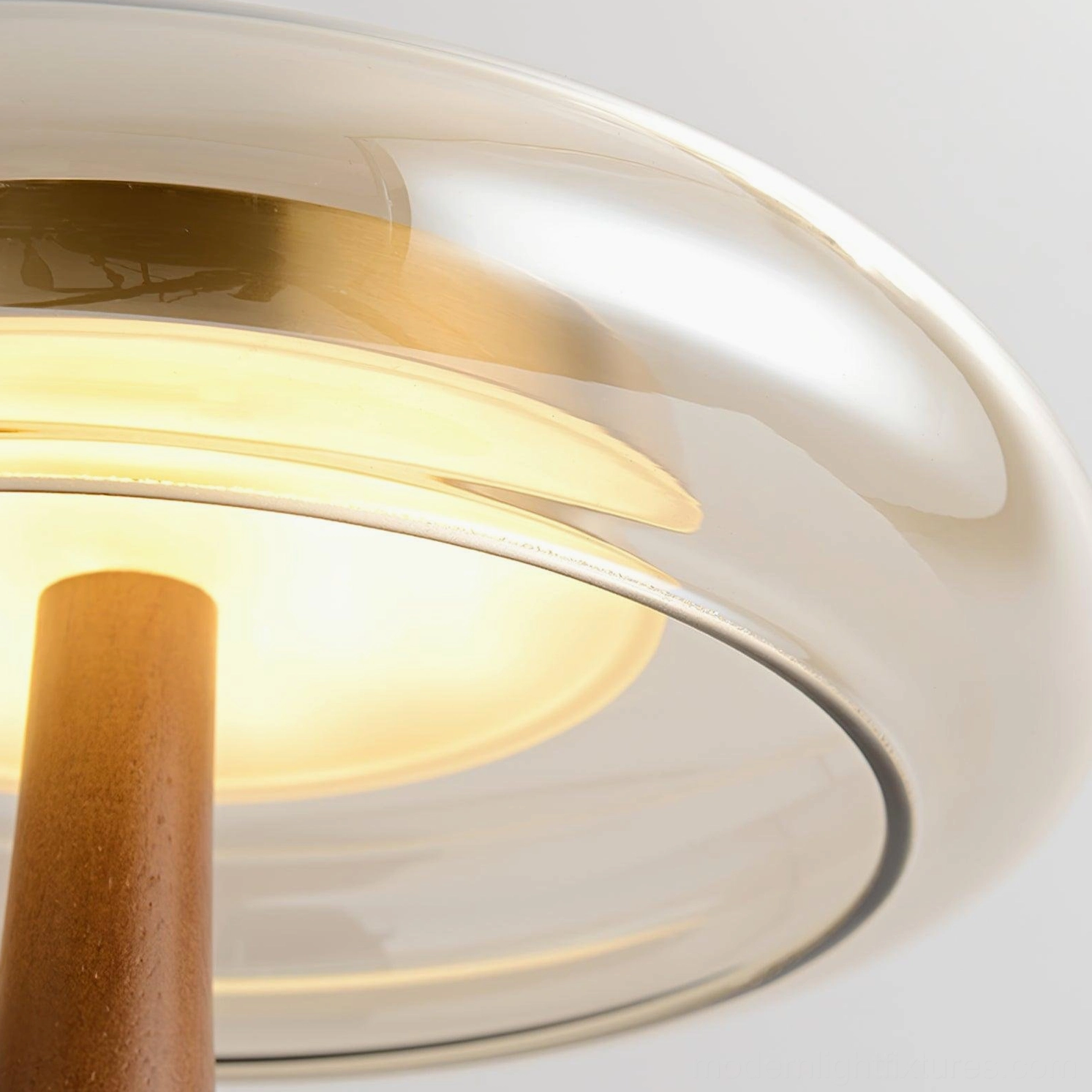Andi table lamp material composition hand-blown glass walnut wood brass