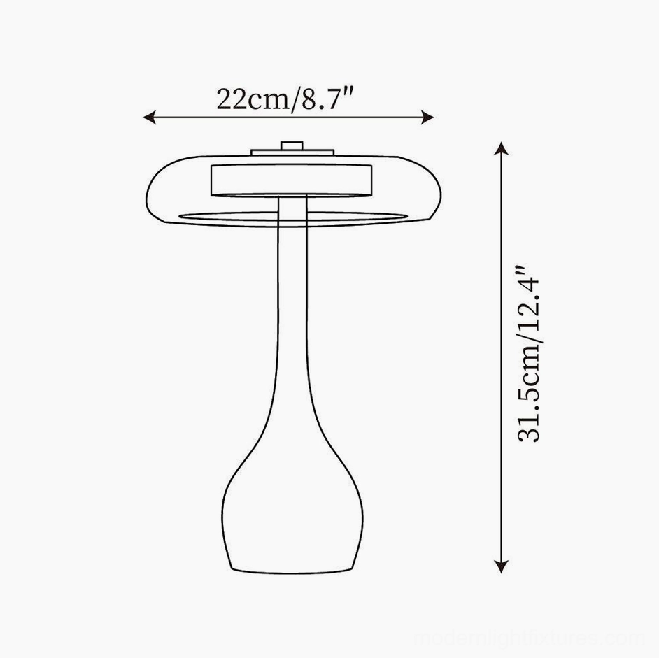 Andi glass table lamp size chart orthographic side view technical illustration tall model
