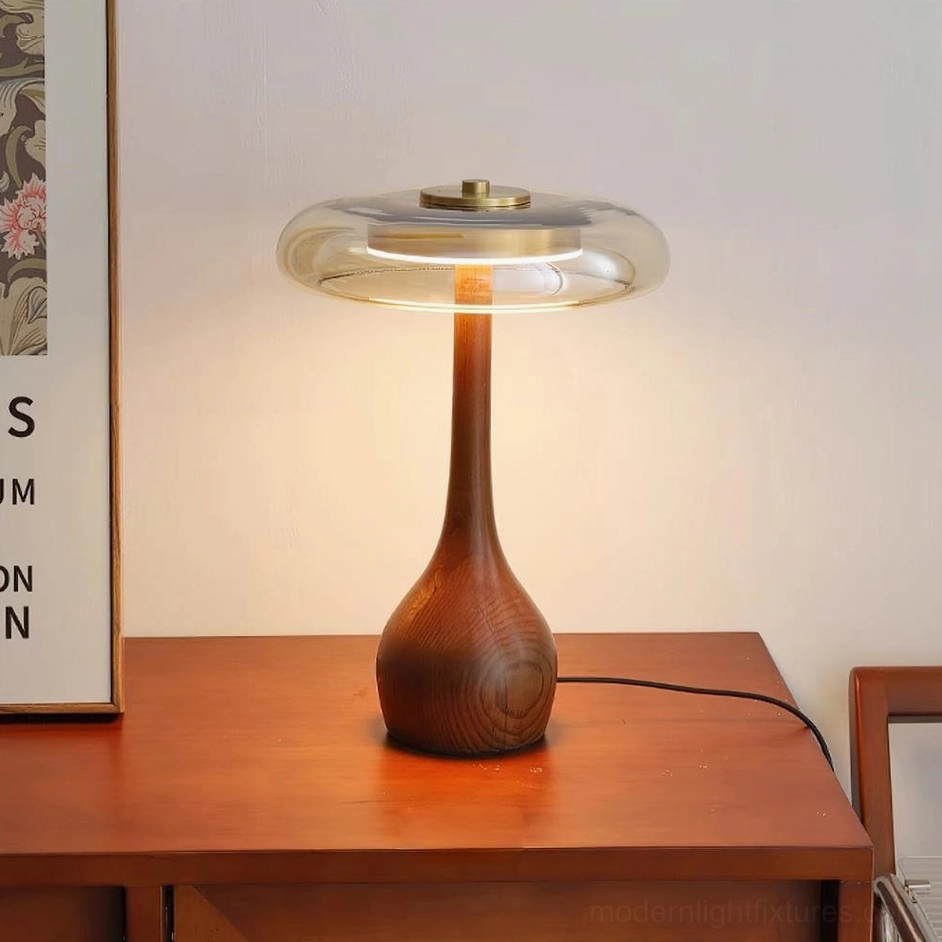 Andi glass lamp Walnut Color tall model 22cm x 31.5cm 8.7 x 12.4 inches