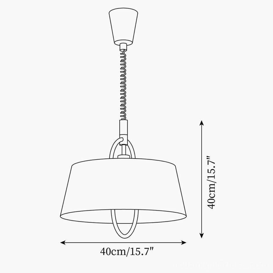 Technical specifications diagram of Angelo pendant lamp showing 40cm diameter and height dimensions