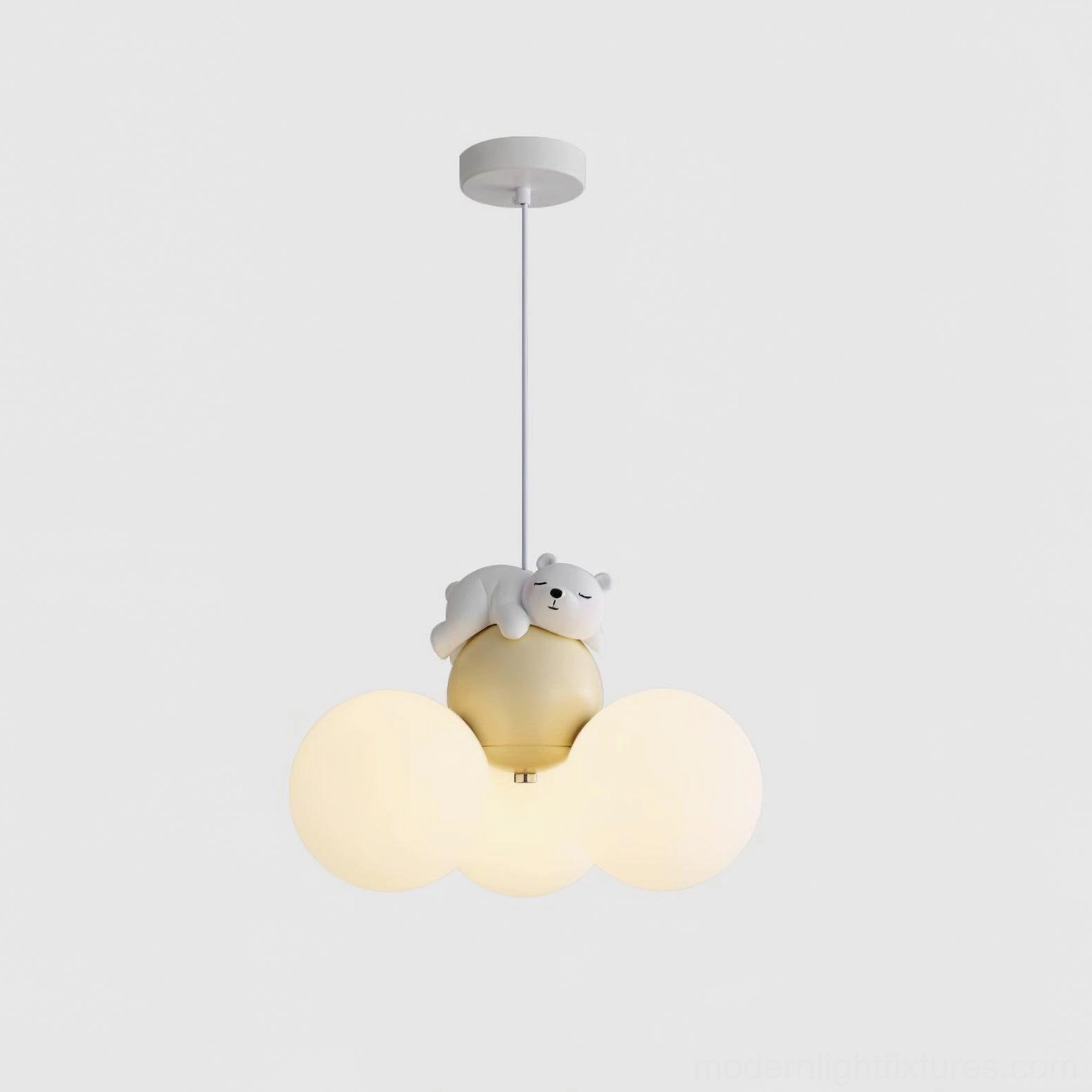 Animal character pendant light with premium frosted glass globe and metal hardware
