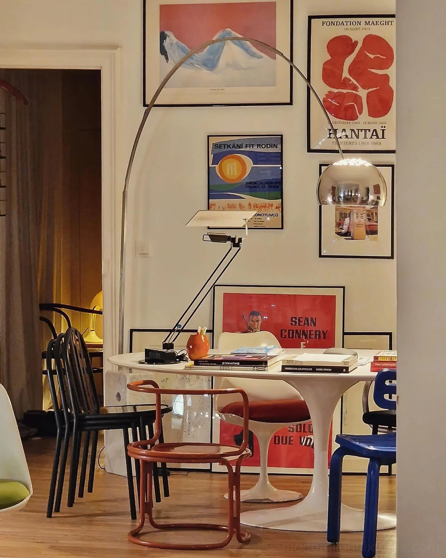 Modern arc floor lamp compact size ideal for smaller living spaces