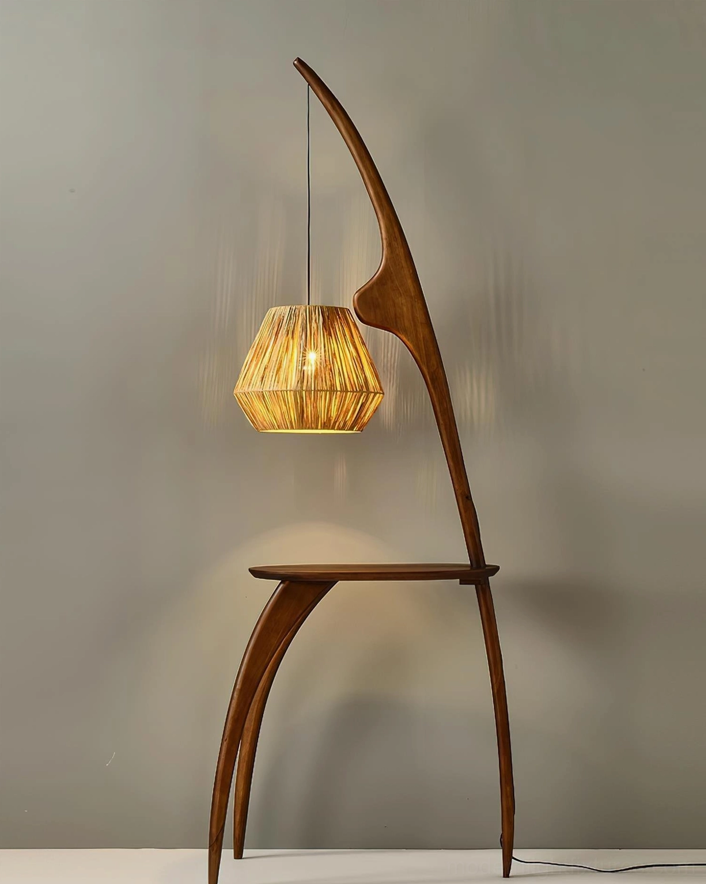 Arc floor lamp contemporary design, Japanese inspired minimalist home lighting solution
