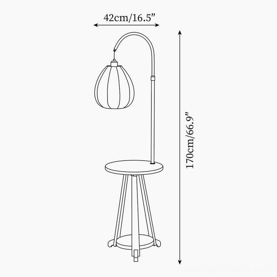 Arc floor lamp technical specifications diagram, dimensions 170cm height 42cm diameter, product schematic