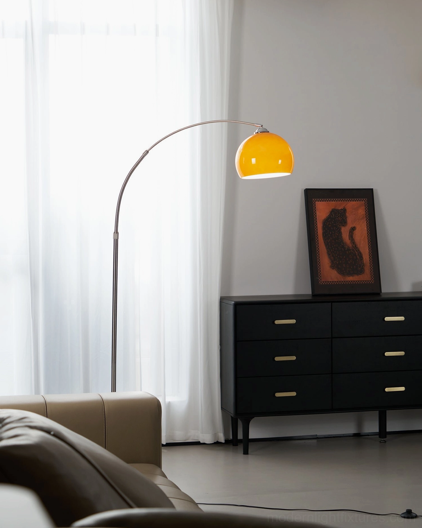 Modern arc floor lamp showing north america australia europe middle east certification compliance