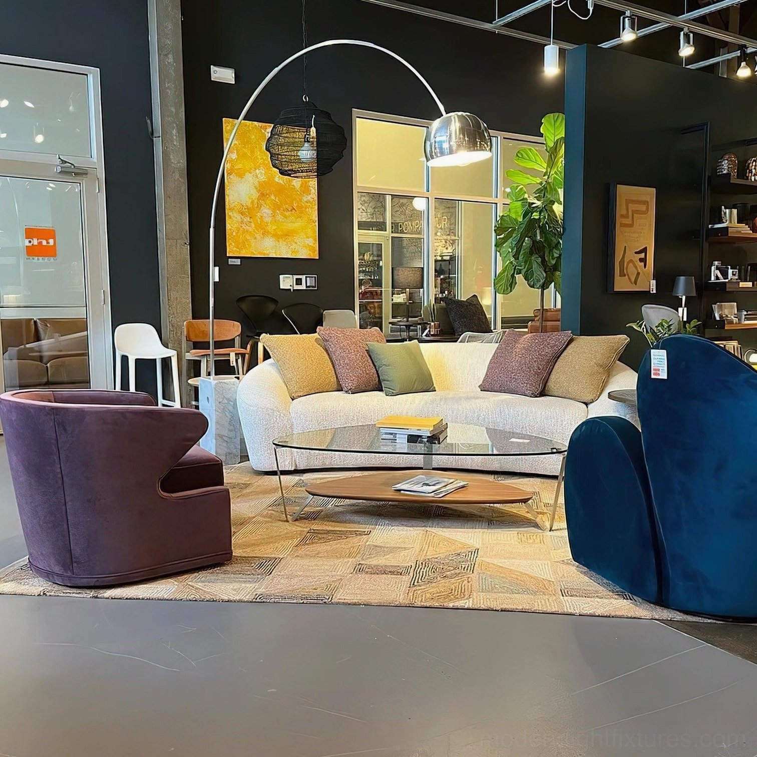 Contemporary arc floor lamp certified for North America Europe Australia standards