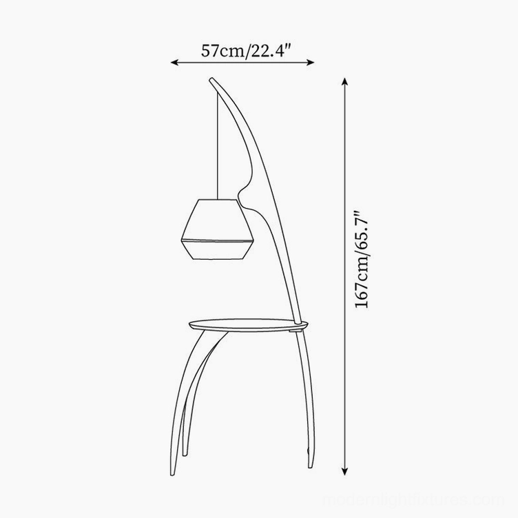 Arc floor lamp complete product view, modern Japanese design home lighting accent
