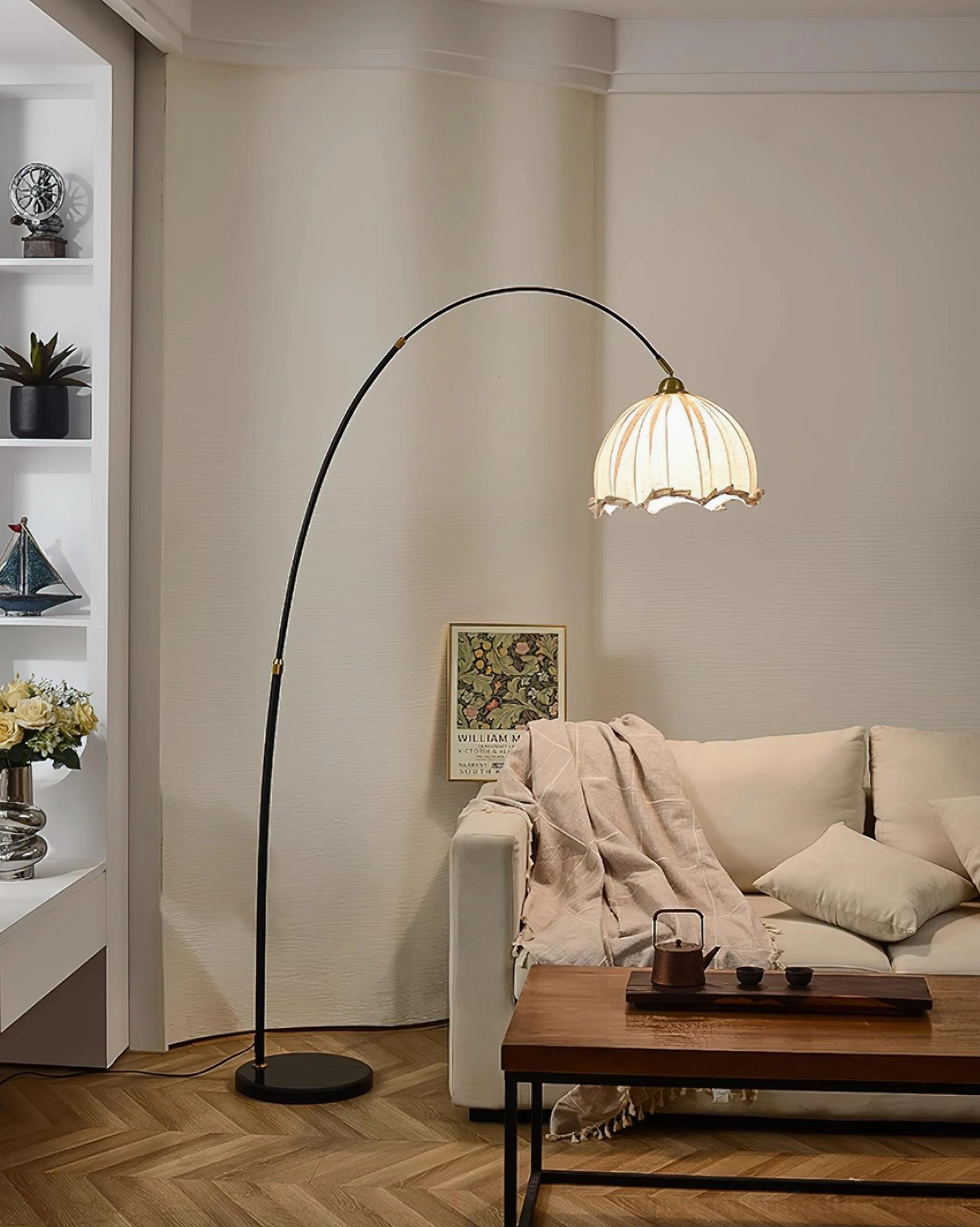 Arc floor lamp functional design with foot switch control and extended cord