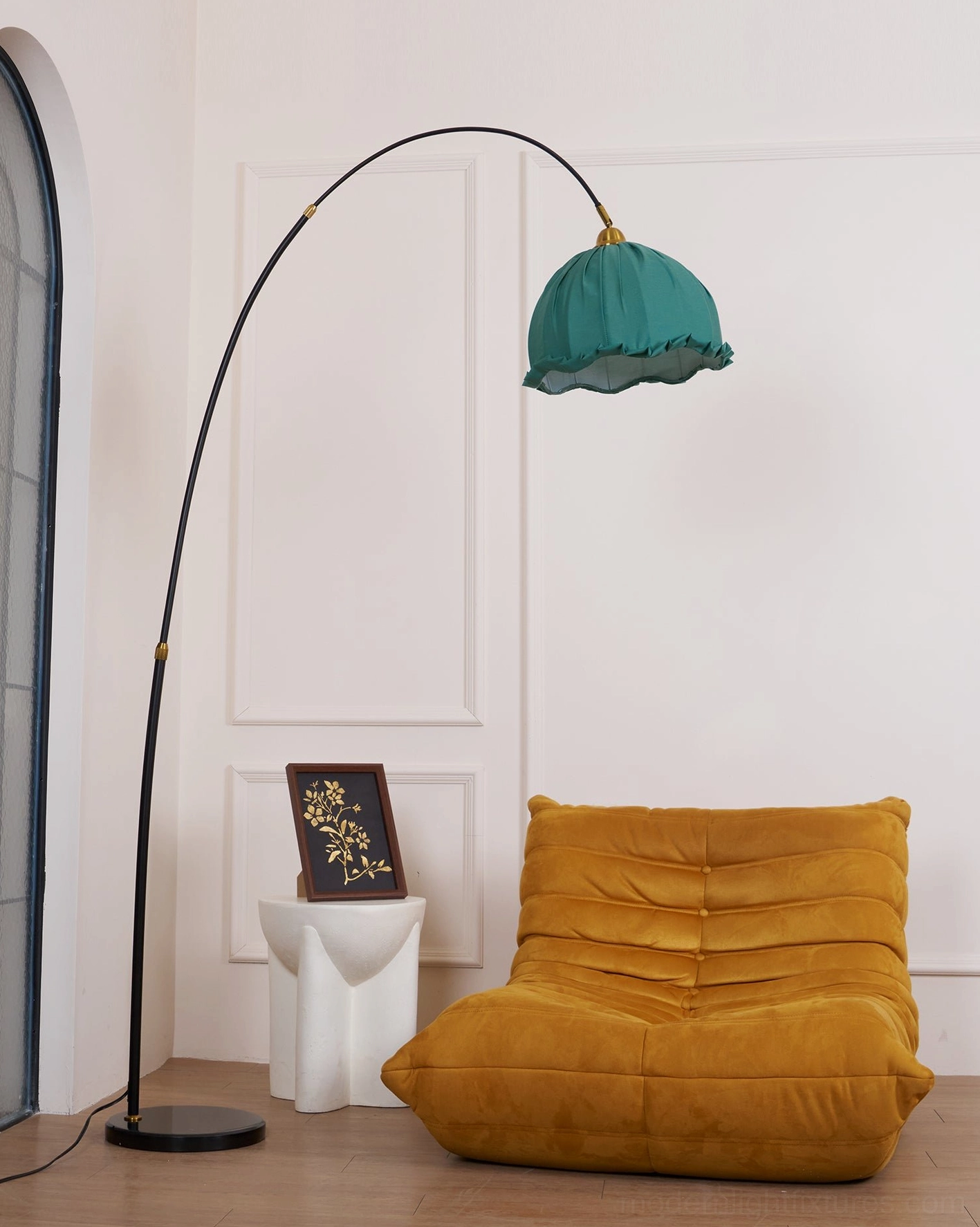 Arc floor lamp LED bulb compatible energy efficient lighting solution