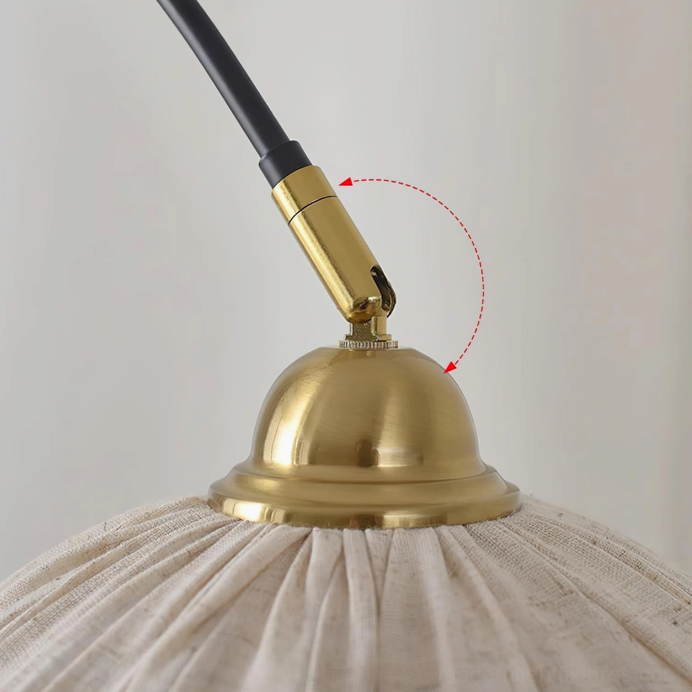 Arc floor lamp with metal and fabric construction premium quality materials