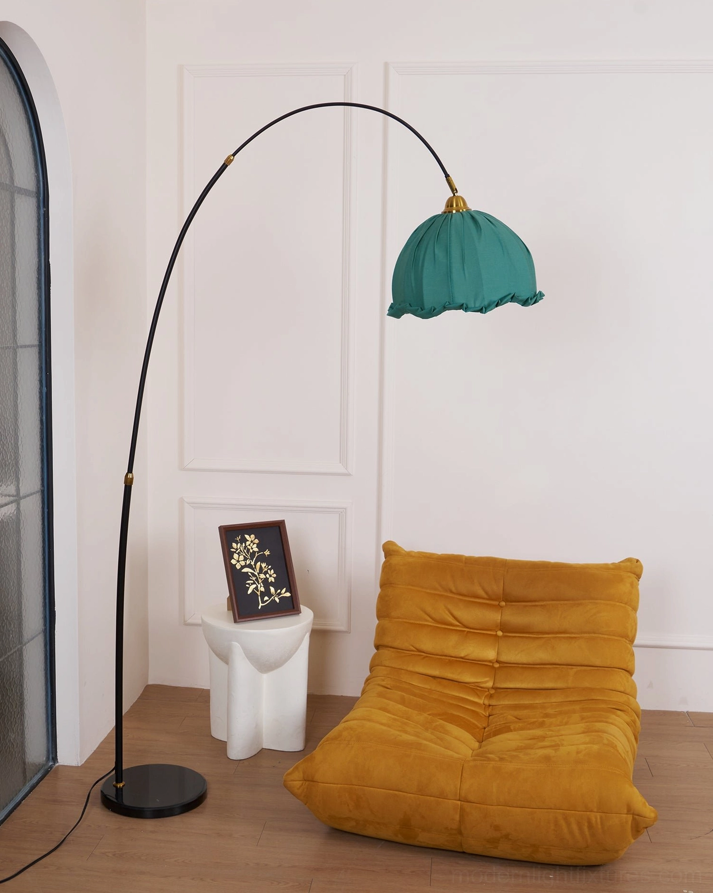 Modern arc floor lamp reading corner task lighting functionality