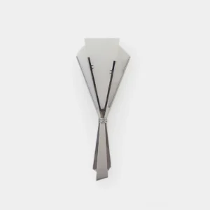 Art Deco wall sconce with geometric folded metal design and alabaster panels, front studio view against neutral background