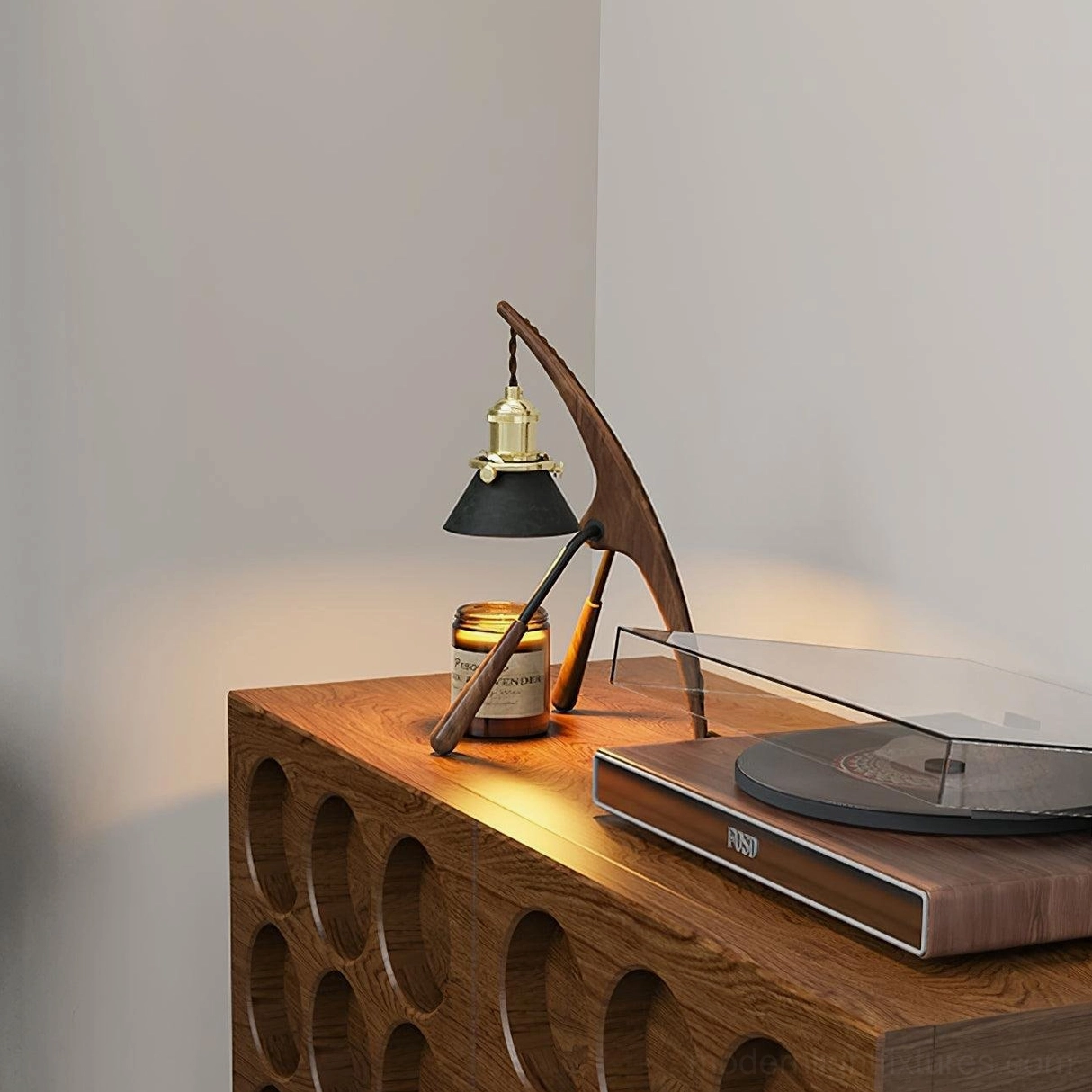 Artisan candle warmer lamp black walnut, GU10 socket, push-button switch, 59-inch power cord