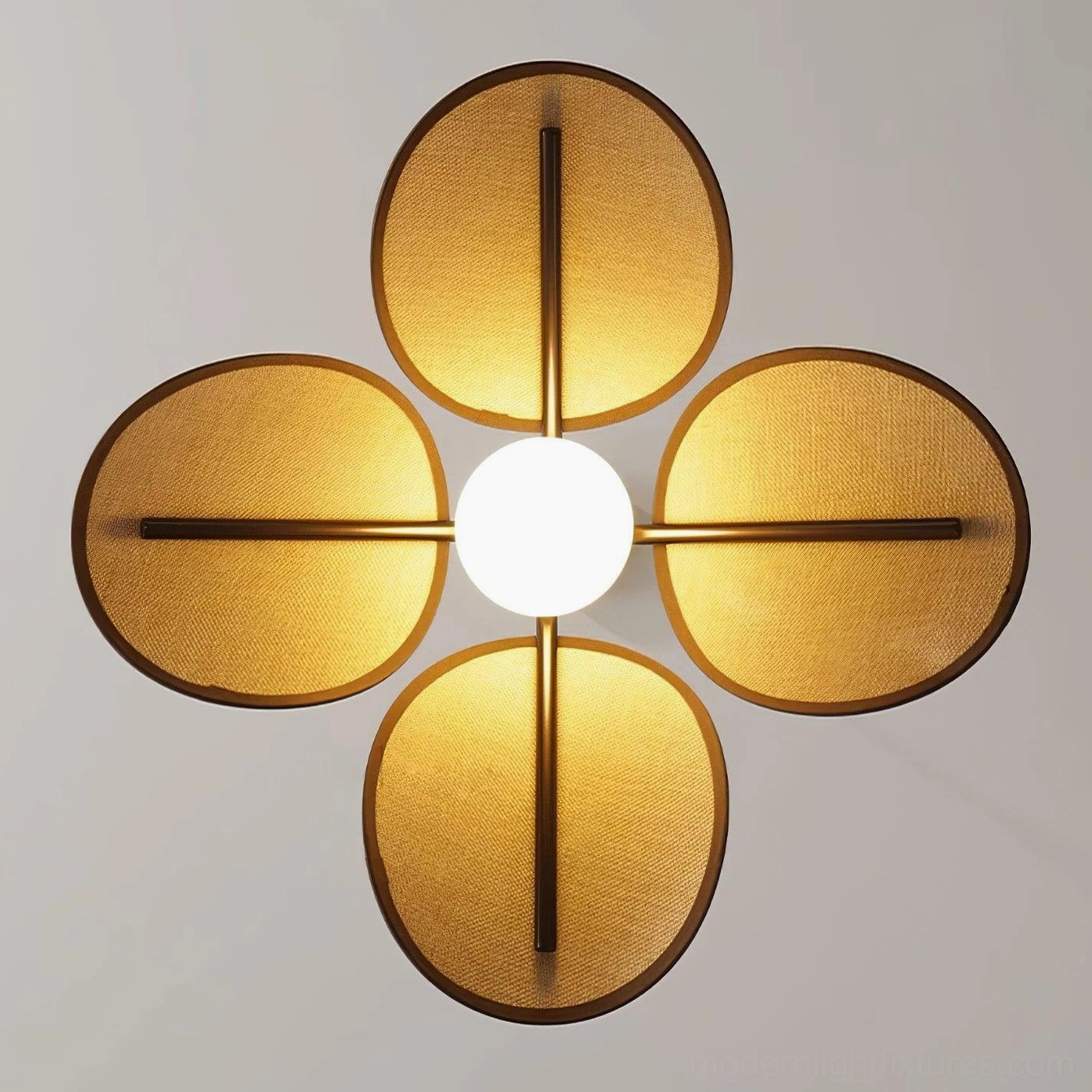 Artisan rattan ceiling pendant lamp with organic petal-shaped design and diffused ambient lighting