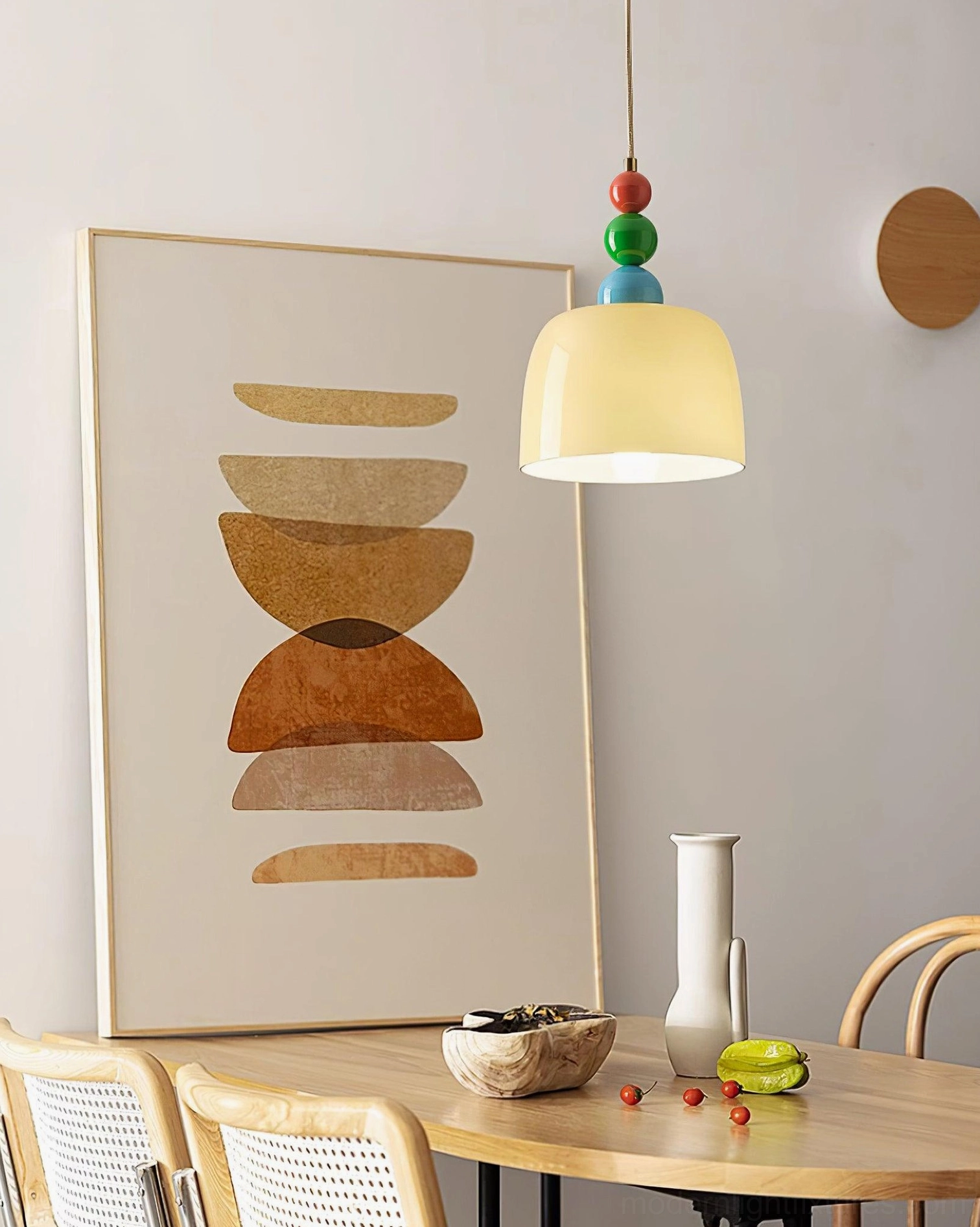 Artistic beaded pendant light fixture demonstrating quality craftsmanship and design