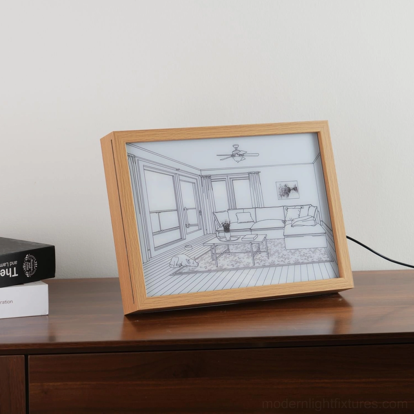 Premium acrylic art painting light with artistic composition and LED radiance
