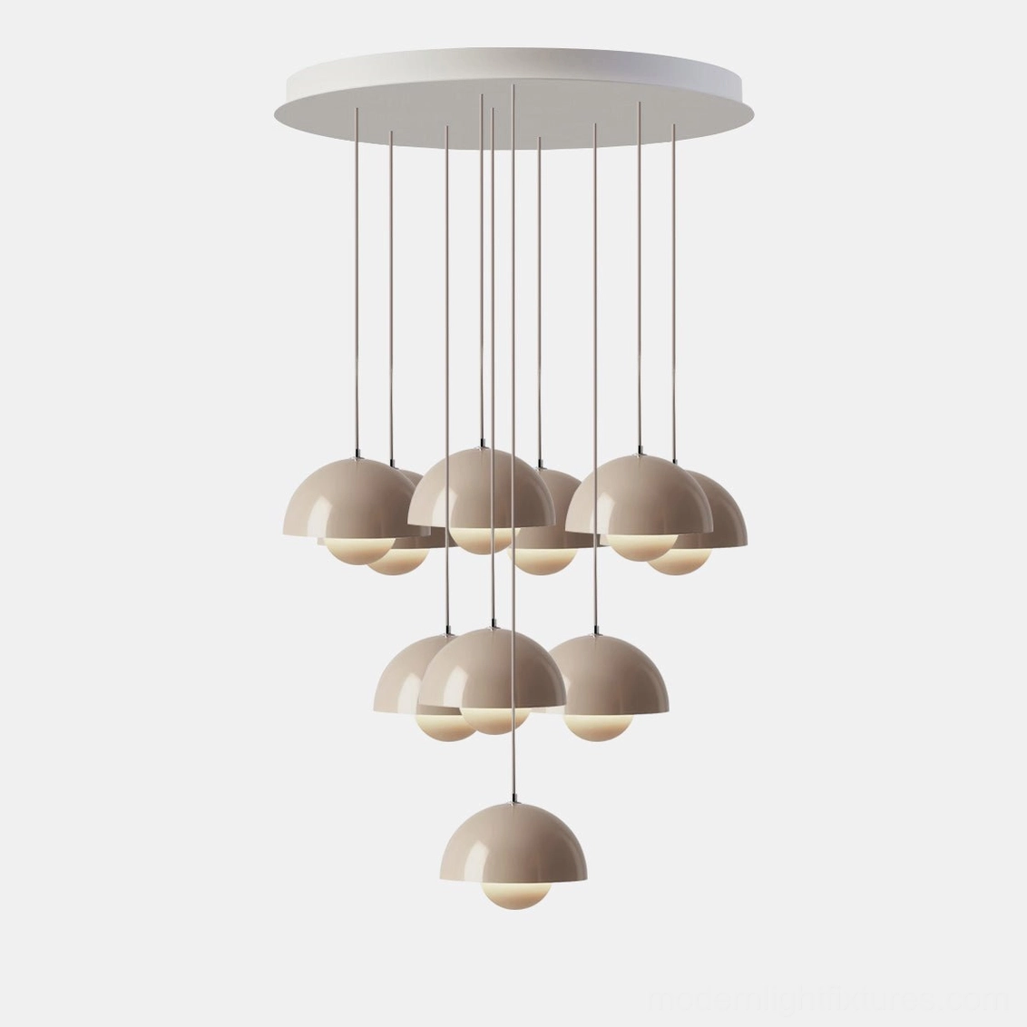 Contemporary multi-head dome pendant chandelier with artistic light distribution properties