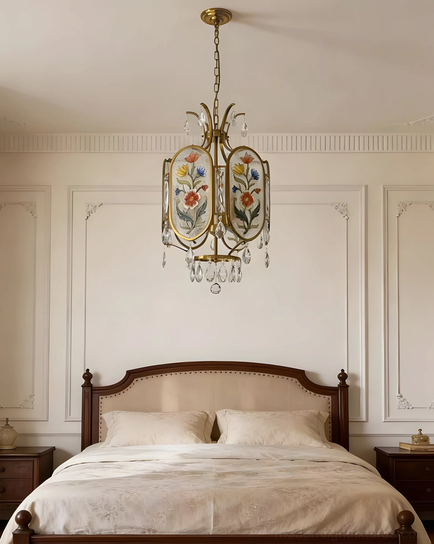 Jardinelle artistic floral pendant light demonstrating soft diffused illumination and intricate botanical glass detailing