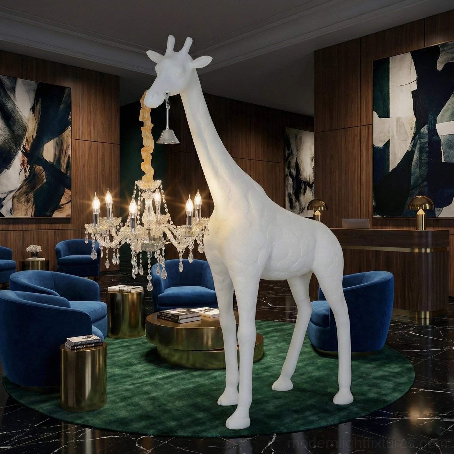 Artistic giraffe floor lamp showcasing luxury home lighting and decorative sculptural elements in modern interior