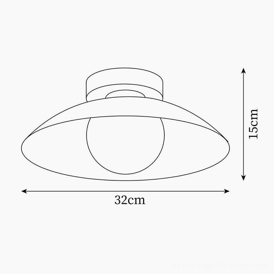 Arundel Orb ceiling light technical specification drawing showing 32cm diameter and 15cm height dimensions