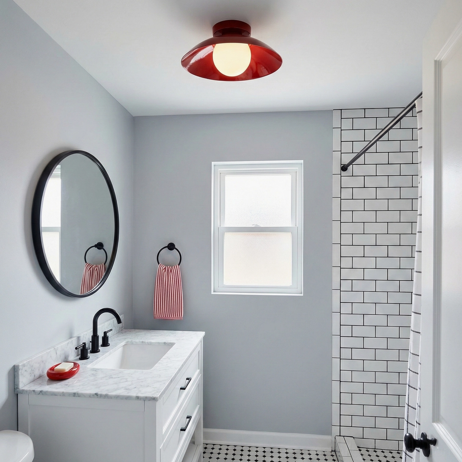 Arundel Orb modern ceiling fixture installation view in residential interior space