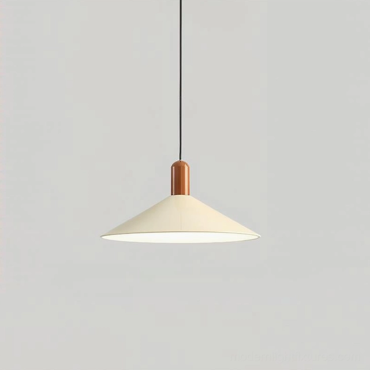 Arundel modern pendant light in beige finish, minimalist cone design for contemporary home lighting