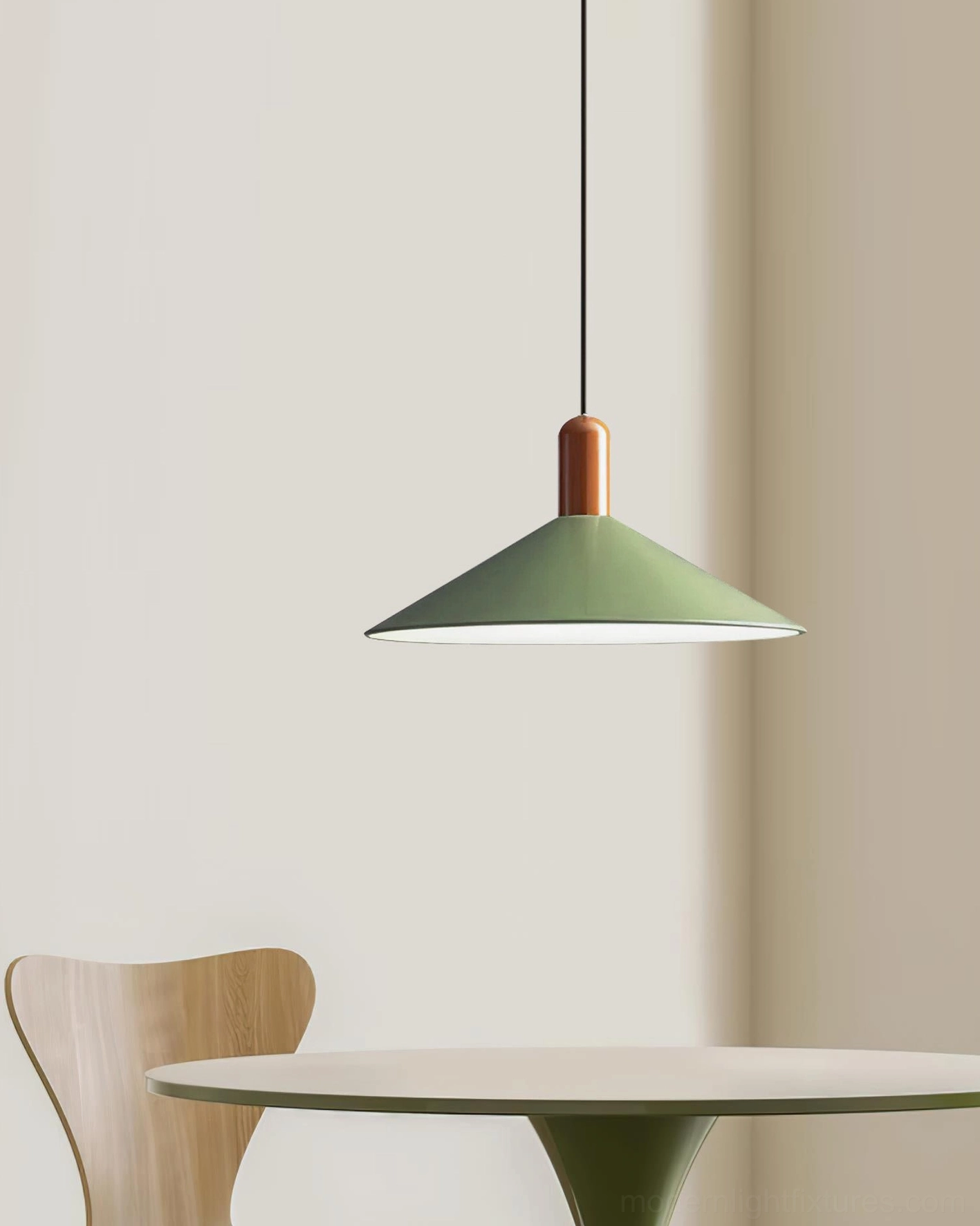 Arundel minimalist pendant lamp color variations, white beige green options available