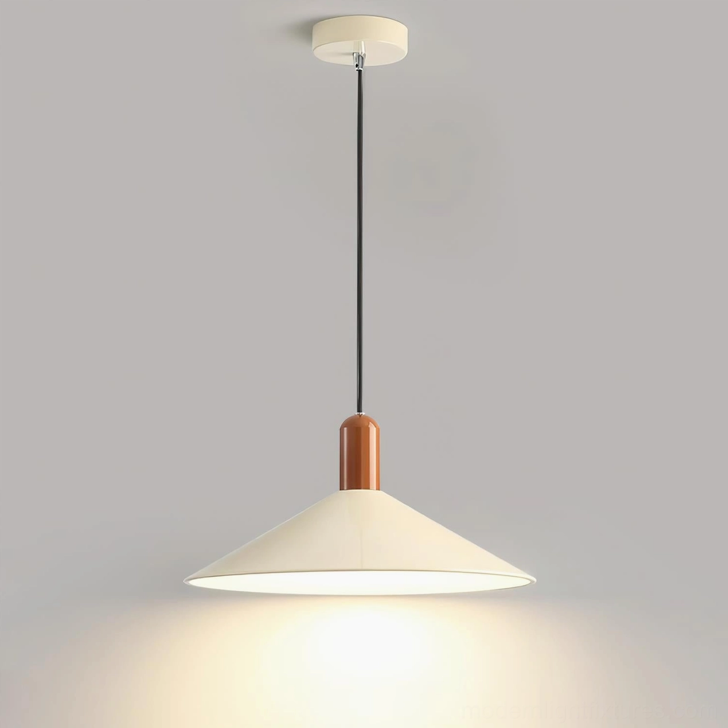 Arundel contemporary cone pendant lamp lifestyle shot, modern minimalist home interior ambiance