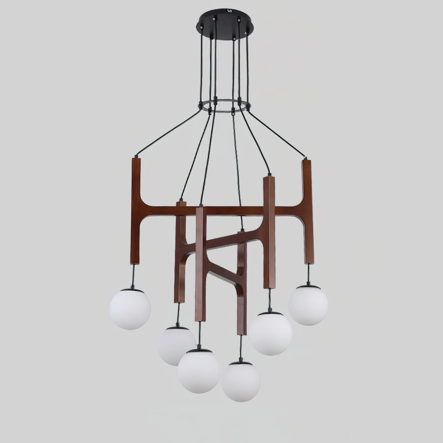 Astra 2-head wooden globe chandelier bedroom intimate lighting