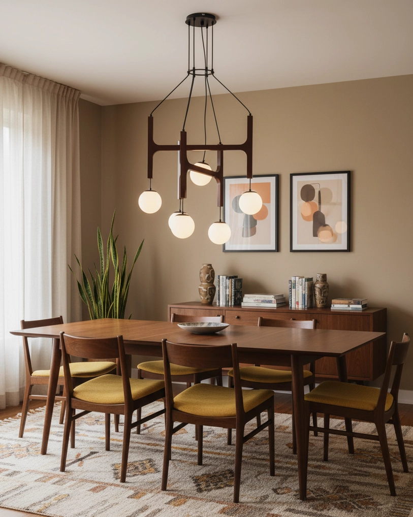 Astra 4-head wooden globe chandelier dining room contemporary interior